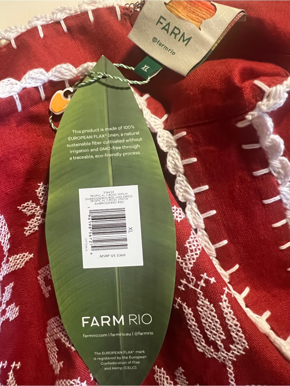 NWT FARM Rio Red Tropical Cross Stitch
Embroidered Midi Dress - Size XL - Picture 10 of 15